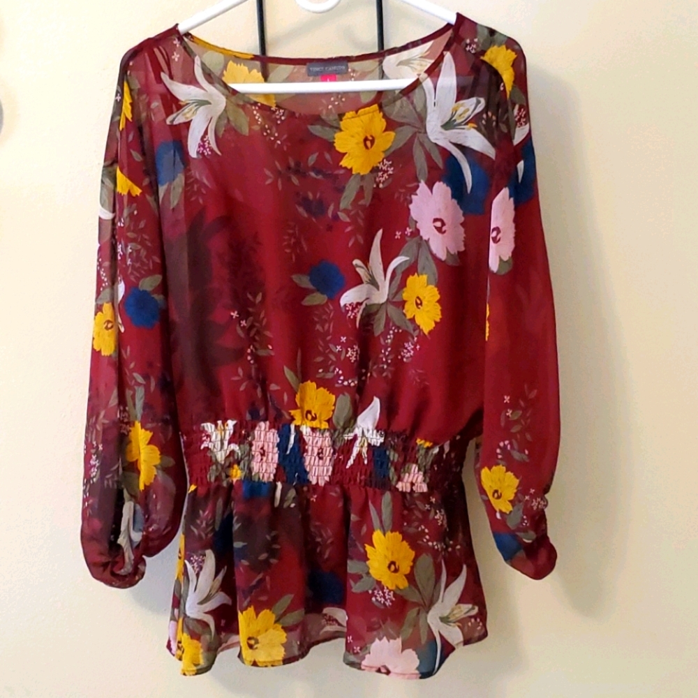 Vince Camuto Smock Detail Balloon Sleeve Blouse